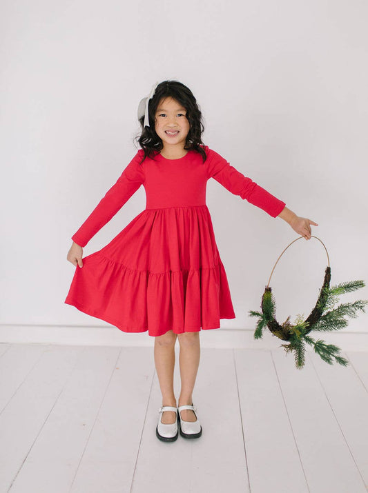 Gwendolyn Ruffle Dress- Scarlet
