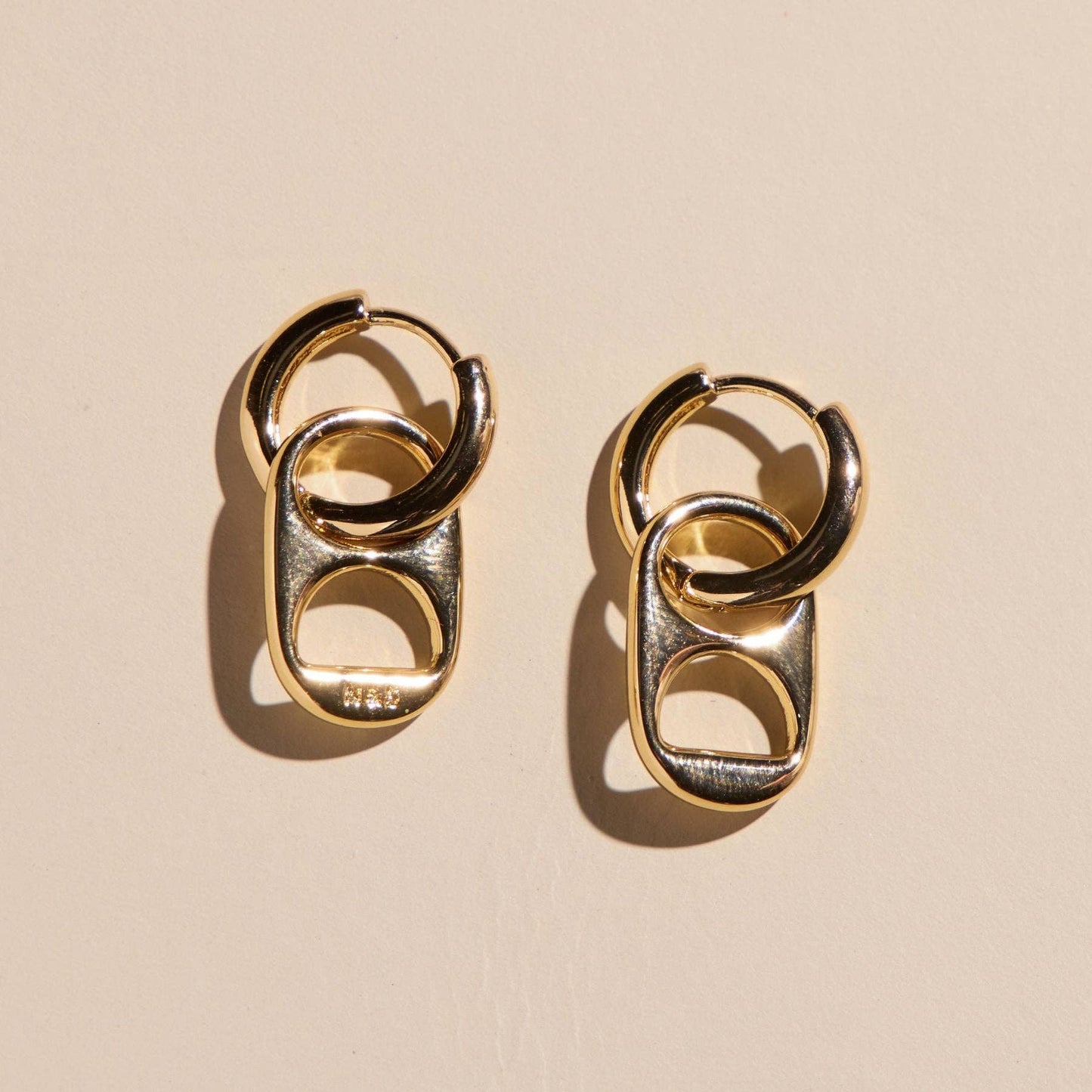 Gold Soda Tab Huggie Earrings