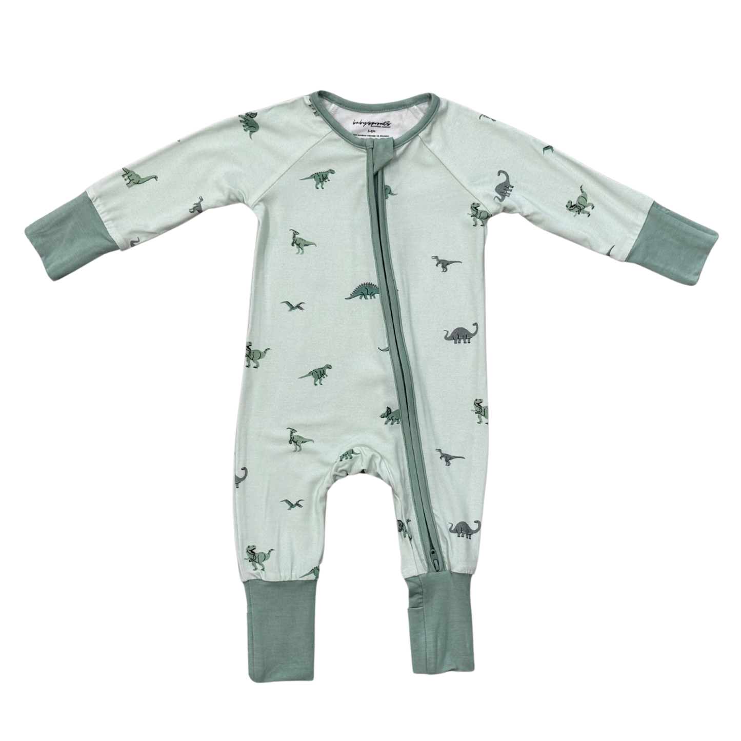 Long Sleeve Zip Romper- Dinosaur