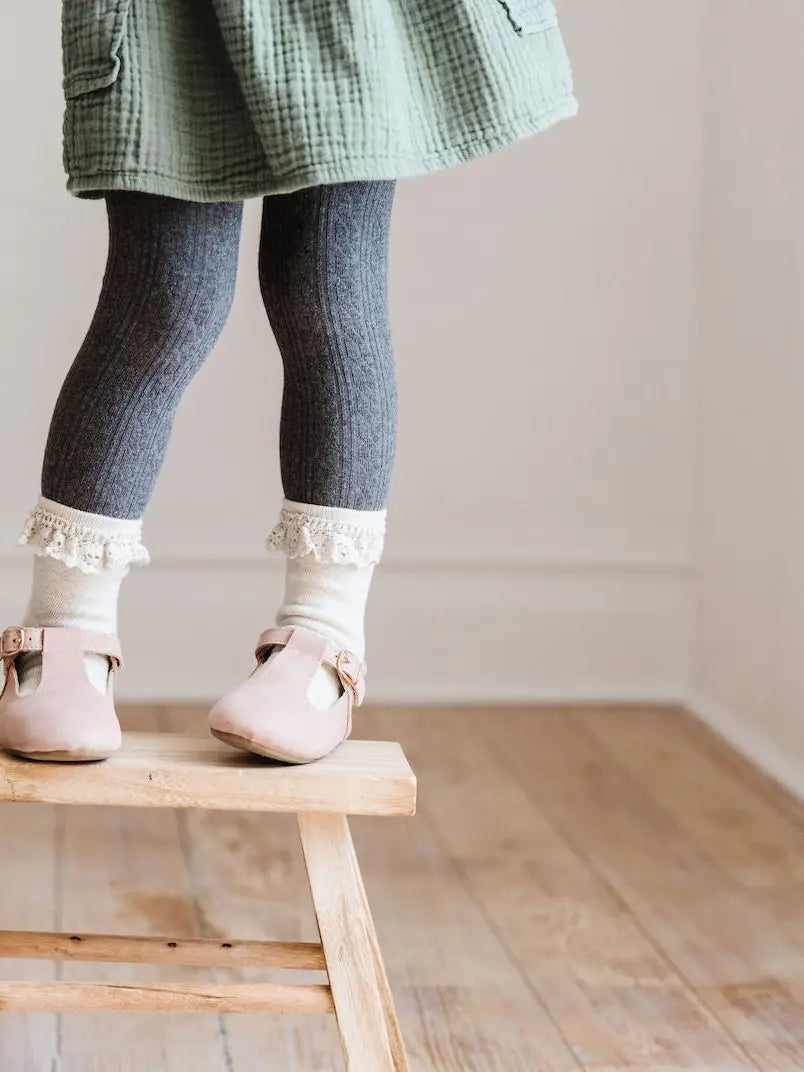 Charcoal Gray Cable Knit Tights