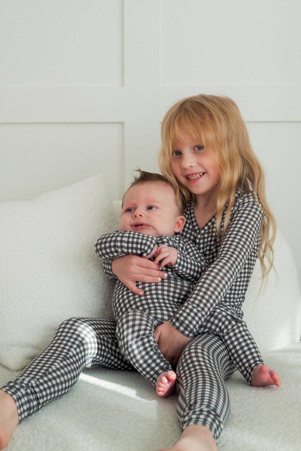 Bamboo Zip Pajamas- Green Gingham