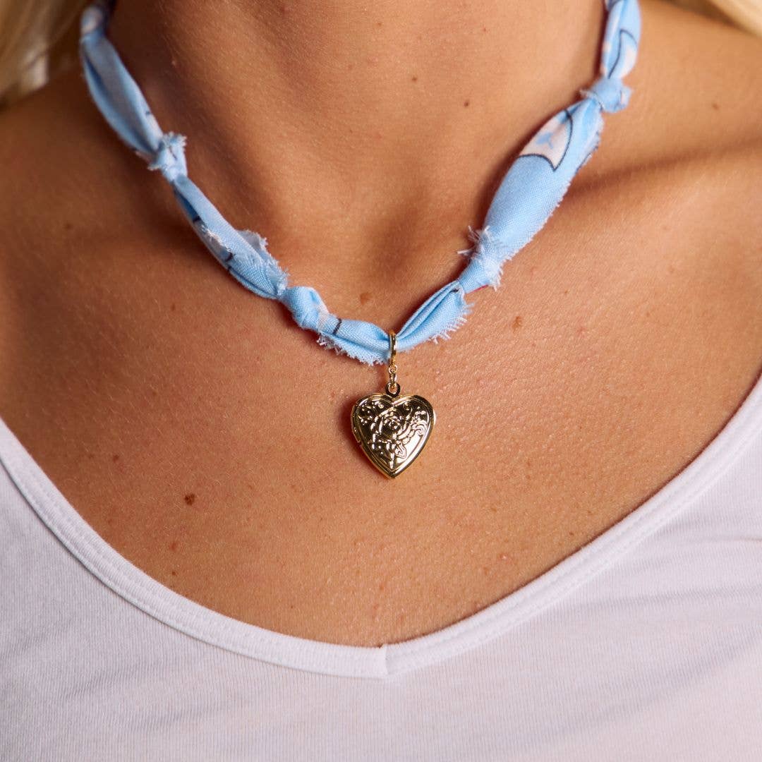 Sky Blue Bandana Charm Necklace