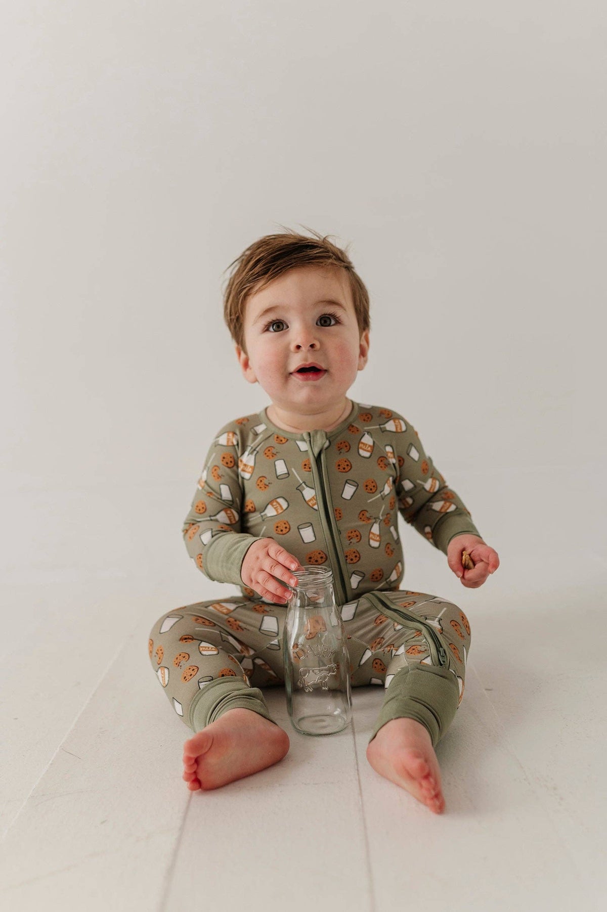 Bamboo Zip Romper- Cookies 'n Milk