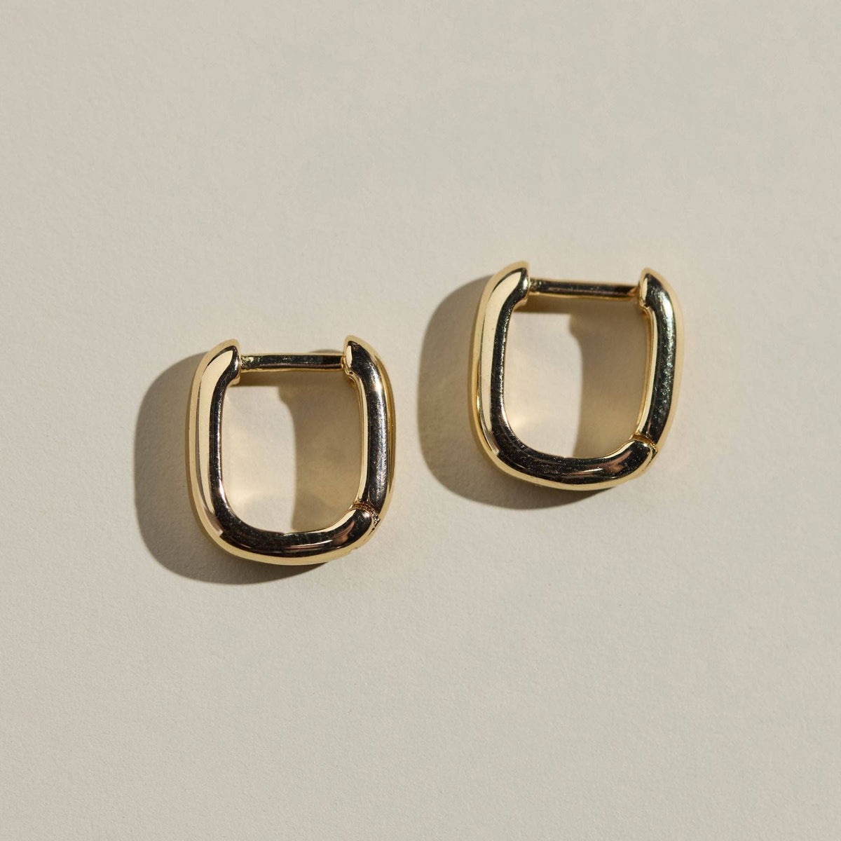 Gold Waterproof Square Huggie Earrings