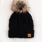 Black Cable Knit w/ Natural Pom Hat