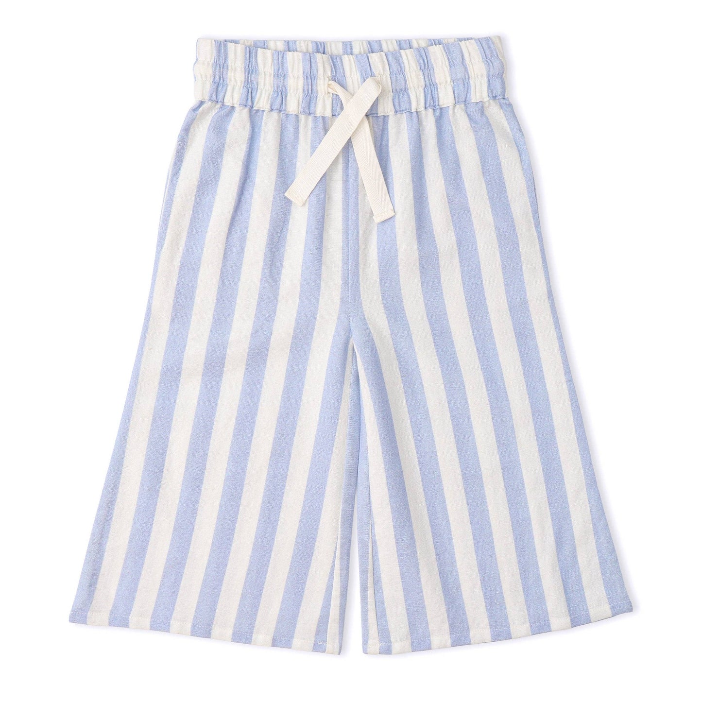 Organic Ruffle Top & Pants Set - Blue Stripes