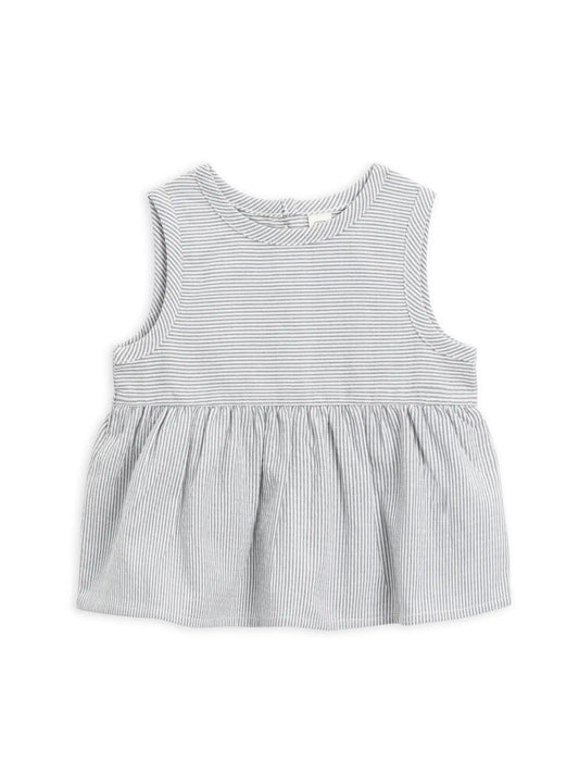 Organic Baby Grace Seersucker Peplum Top - Shore Stripe - Lulie