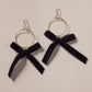 Black Clara Velvet Bow Hoop Earrings