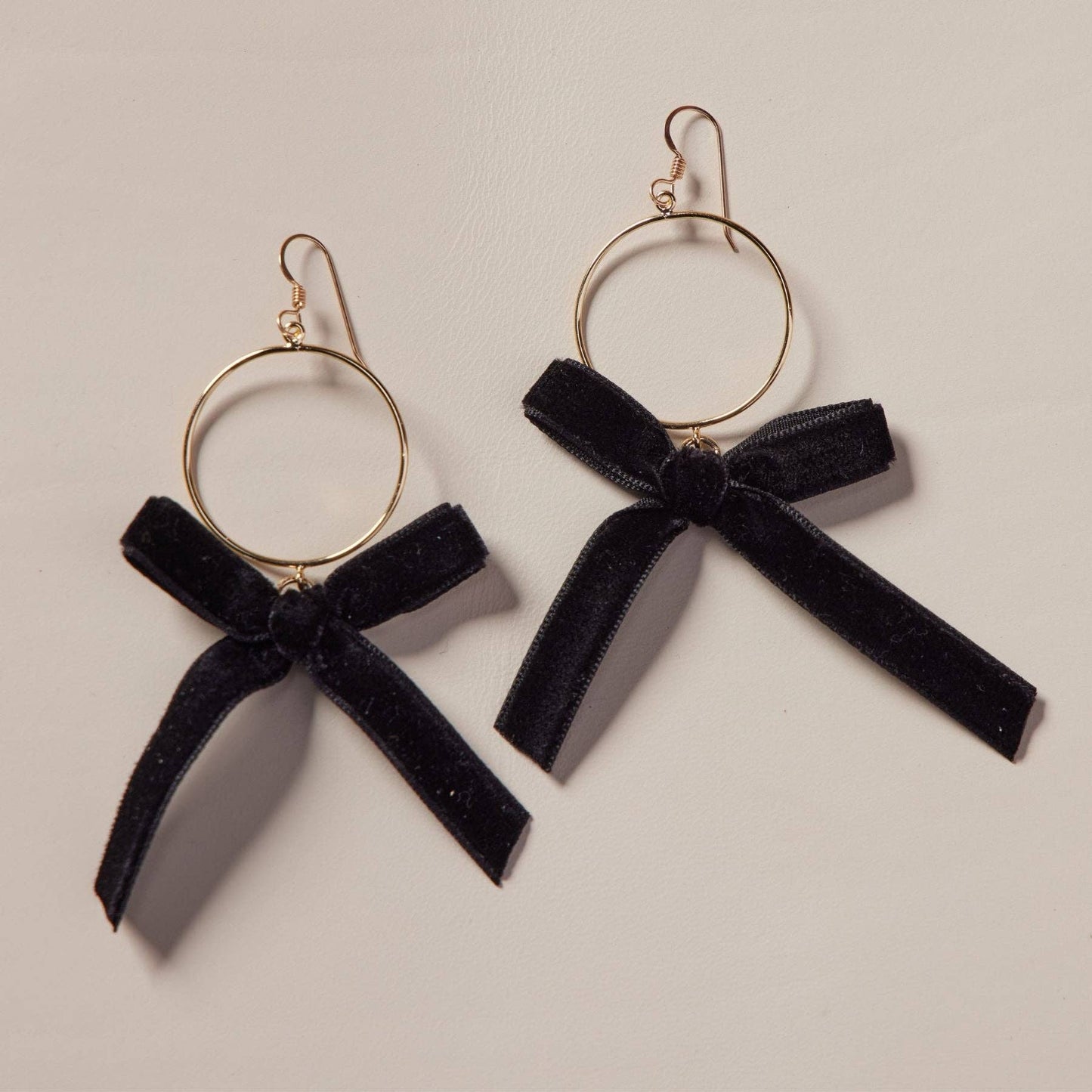 Black Clara Velvet Bow Hoop Earrings