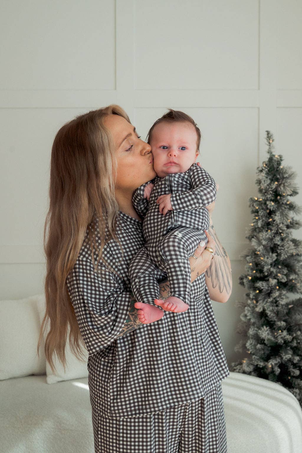Bamboo Zip Pajamas- Green Gingham
