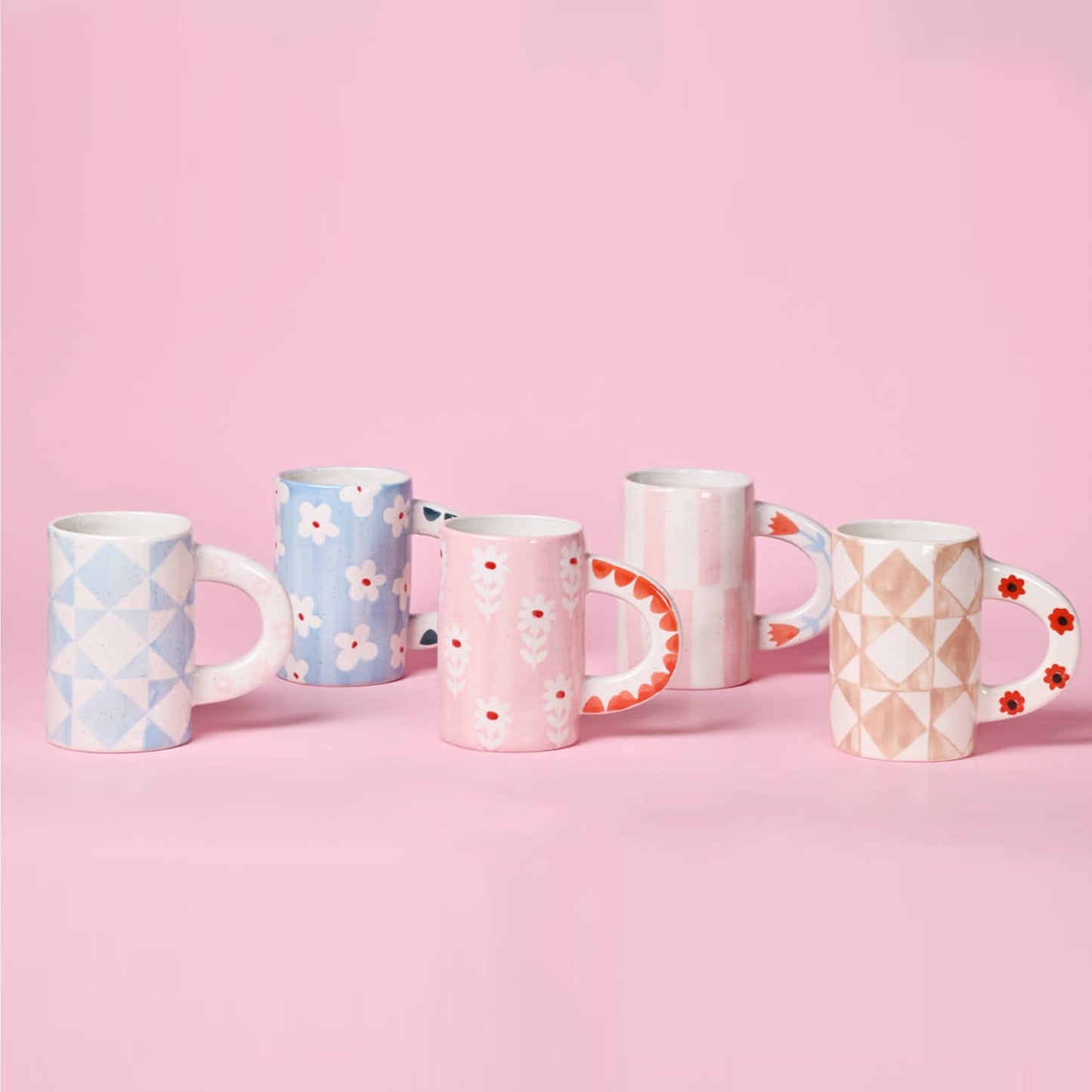 Ceramic Coffee Mug- Pink Stripes