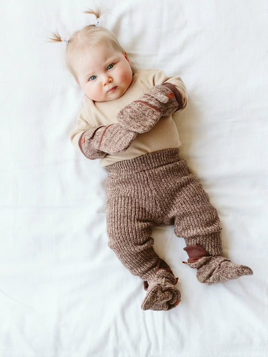 Cotton Kids Knit Pants - Bark - Lulie