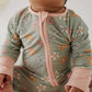 Long Sleeve Zip Romper- Sketched Daisy