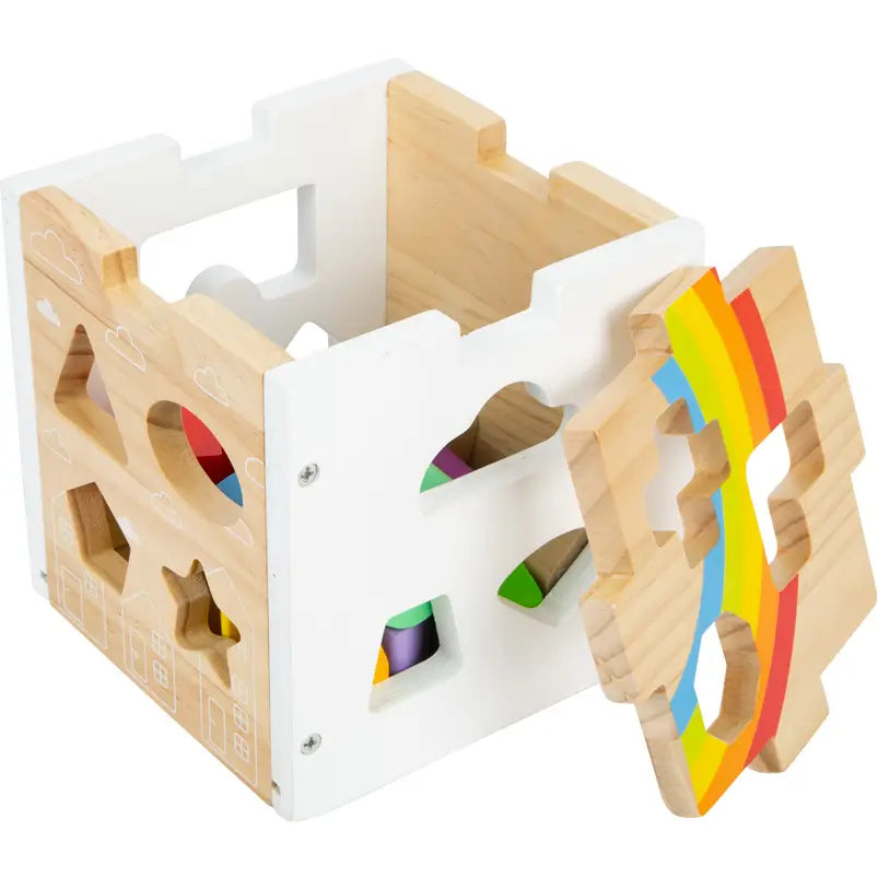 Wooden Toys Rainbow Shape Sorter Cube Playset