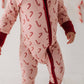 Long Sleeve Zip Romper Bamboo- Candy Cane