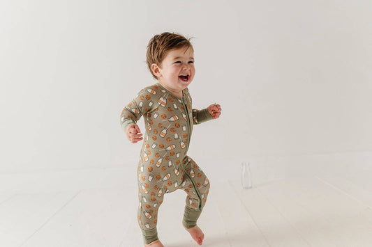 Bamboo Zip Romper- Cookies 'n Milk