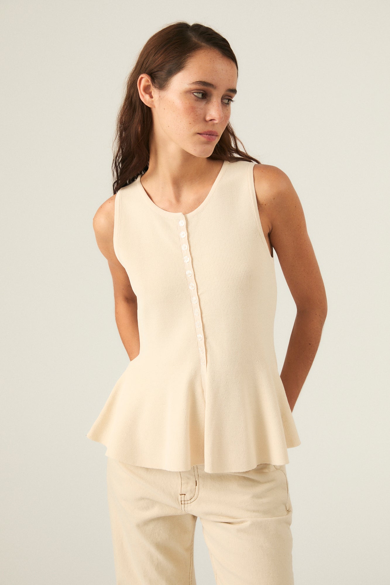 Puglia Knit Vest- Ecru