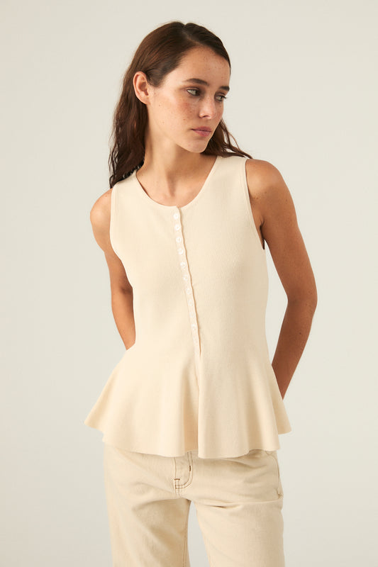 Puglia Knit Vest- Ecru