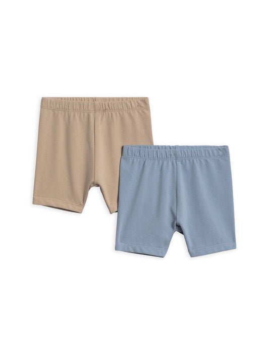 Organic 2-Pack Billie Biker Shorts - Rain + Beige