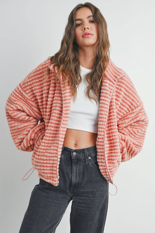 Fall Collared Puffer Jacket - Terracotta