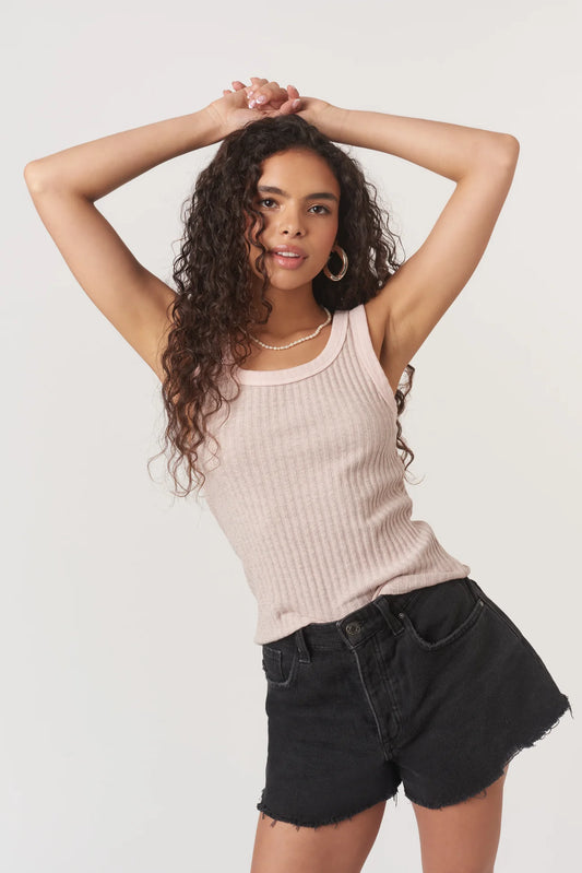 Cooper Sweater Rib Tank- Cameo Rose