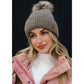 Mocha Cable Knit Pom Hat - Lulie