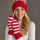 Red & Pink Striped Pom Hat