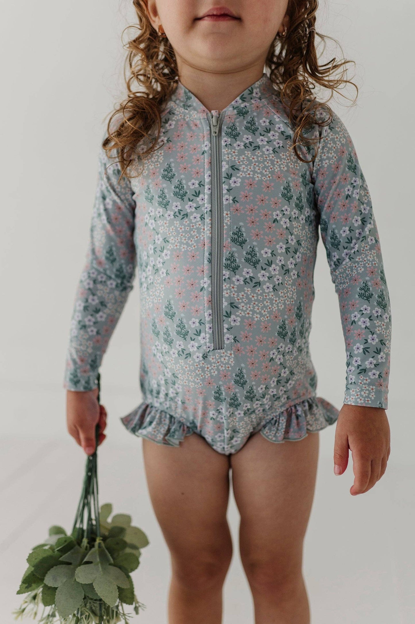 Girl's Ruffle Rash Guard Swimsuit