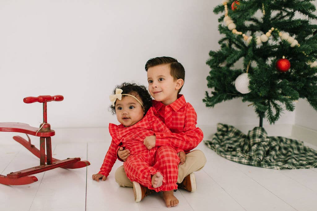 Mabel Romper- Red Picnic Plaid