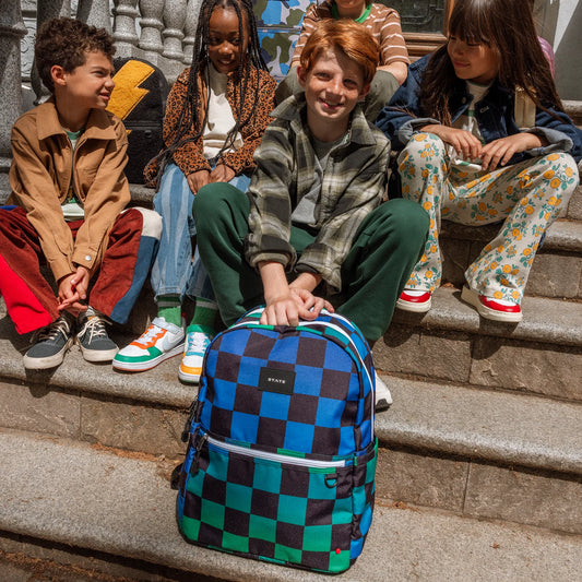 Kane Kids Backpack- Blue Checkerboard