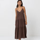 Rhythm Classic Tiered Midi Dress- Chocolate