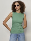 Ribbed Ruched Tank- Green Juice
