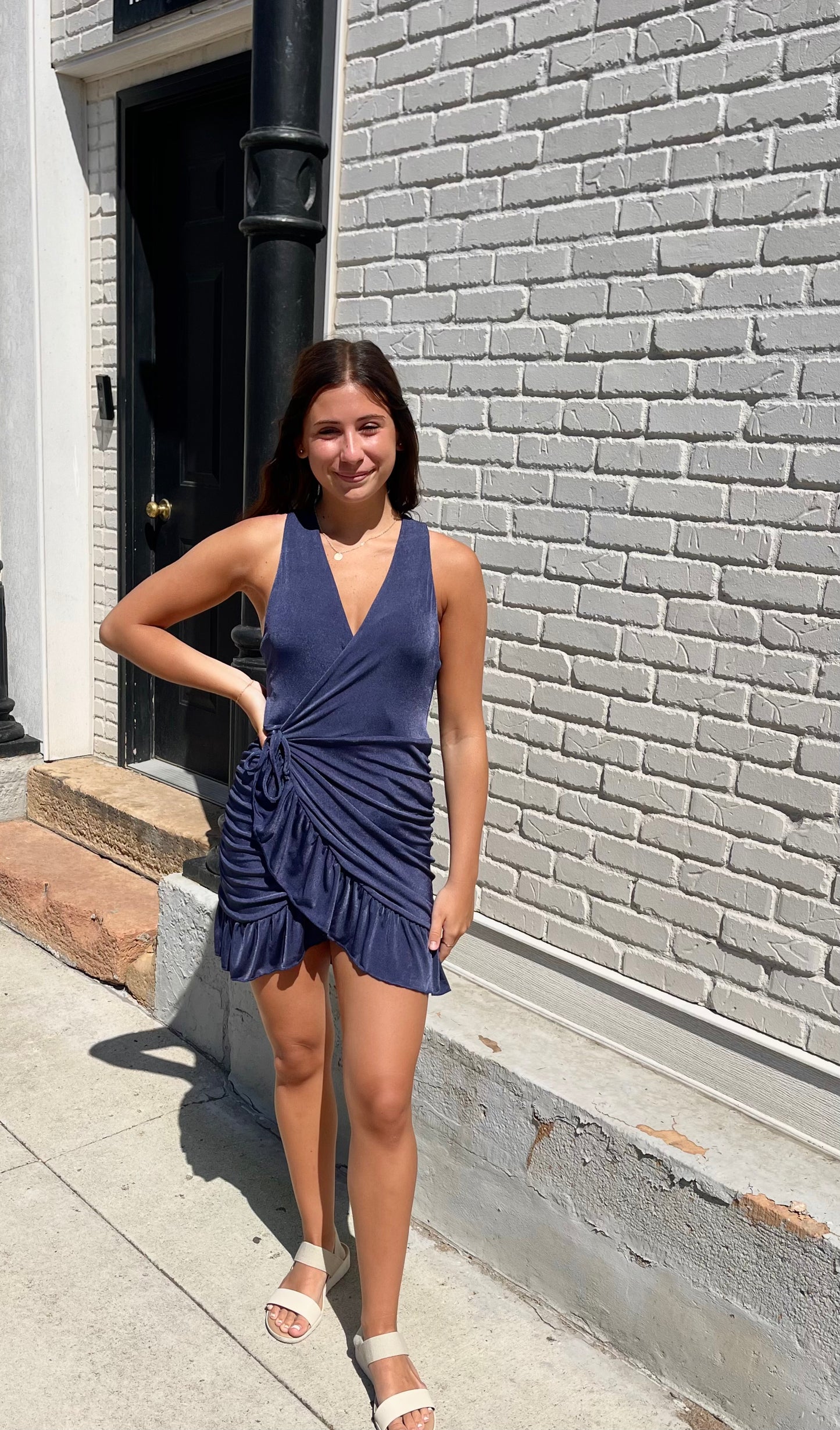 Chaser Westside Mini Dress- Dark Denim - Lulie