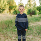 Navy Stripes Hooded French Terry Set