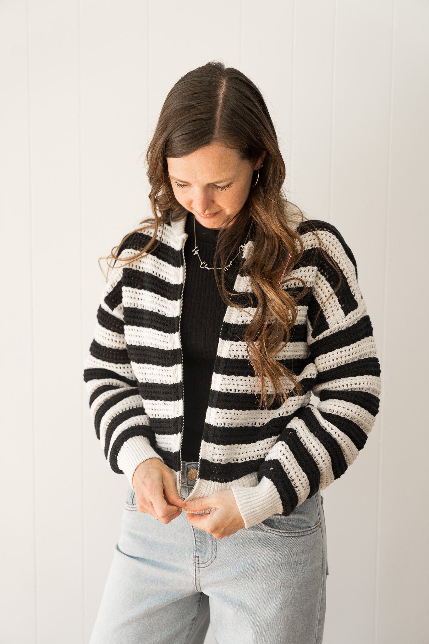 Open Knit Bomber