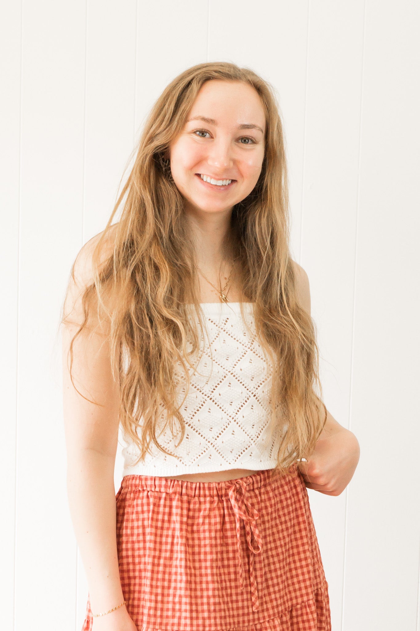 Islander Strapless Knit Top- White