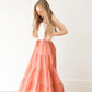 Lola Check Tiered Maxi Skirt Red