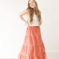 Lola Check Tiered Maxi Skirt Red