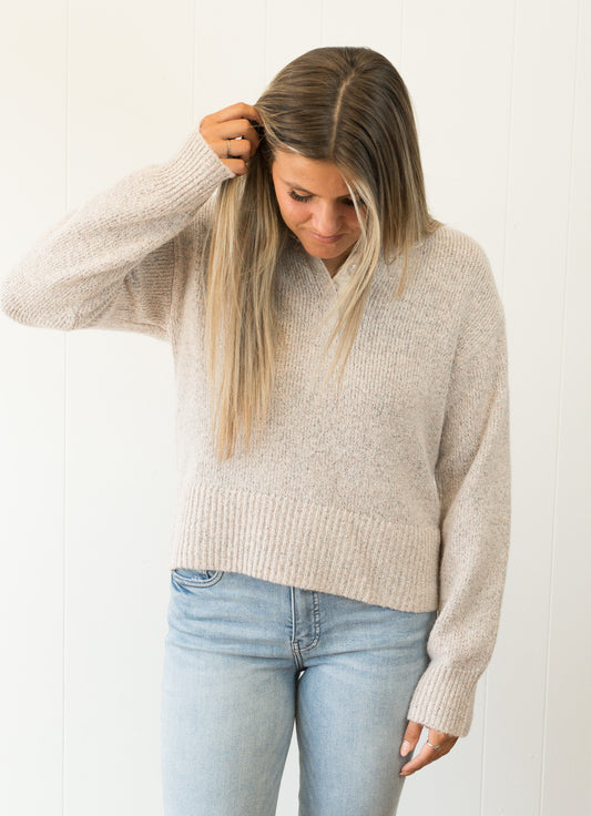 Boxy Snap Front Henley