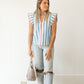 Flutter Sleeve Striped V-Neck Top
