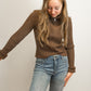 Matt Zip Up Cardigan- Chocolate