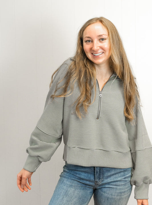 Milano Half-Zip Sweat 2.0- Thyme / Egret