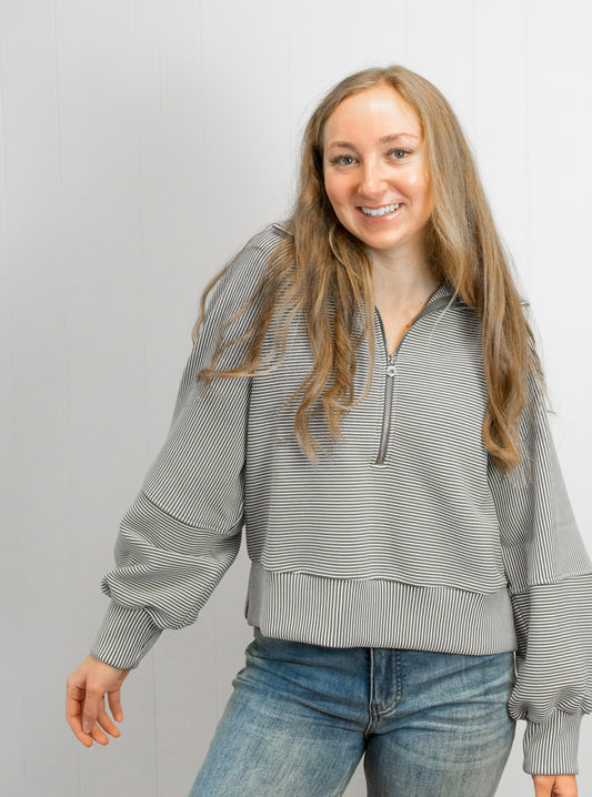 Milano Half-Zip Sweat 2.0- Thyme / Egret