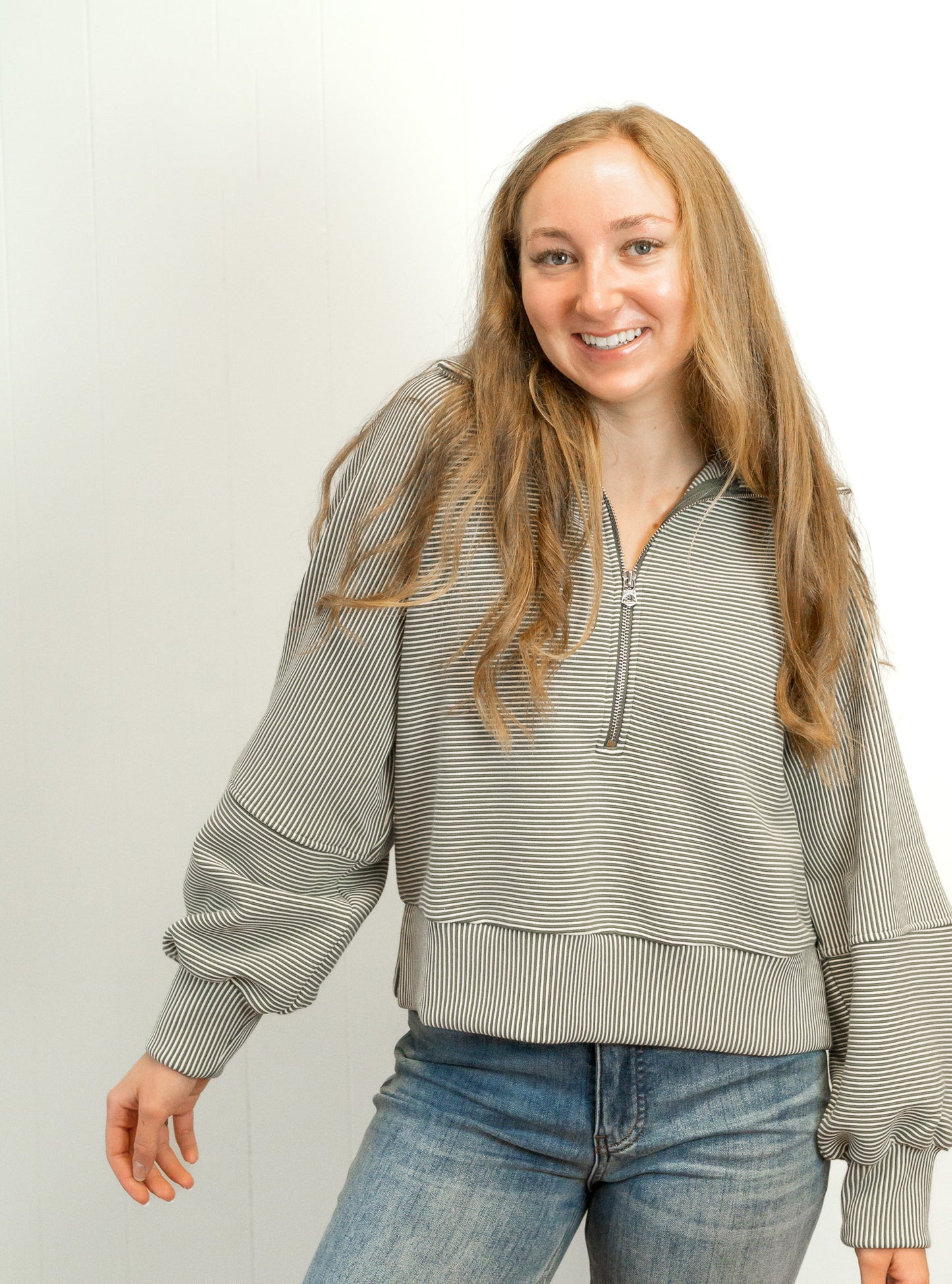 Milano Half-Zip Sweat 2.0- Thyme / Egret