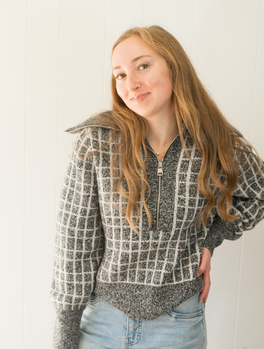 Furley Half Zip Knit - Charcoal Marl