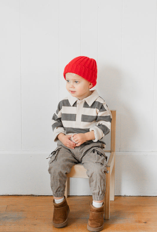 Organic Long Sleeve Polo - Bold Stripes