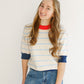 Colorblock Rib Trim Striped Knit Top