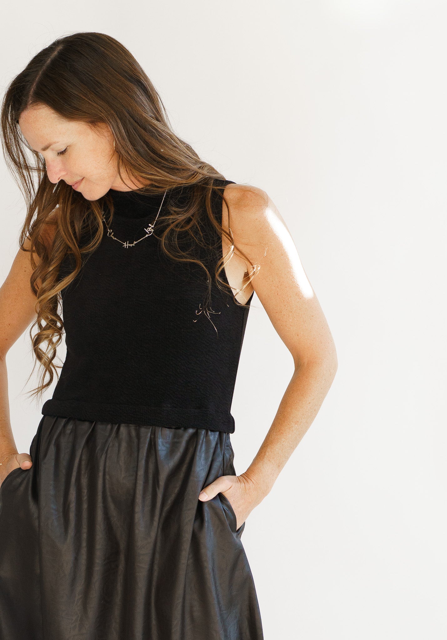 Sleeveless Mixed Media Maxi Dress