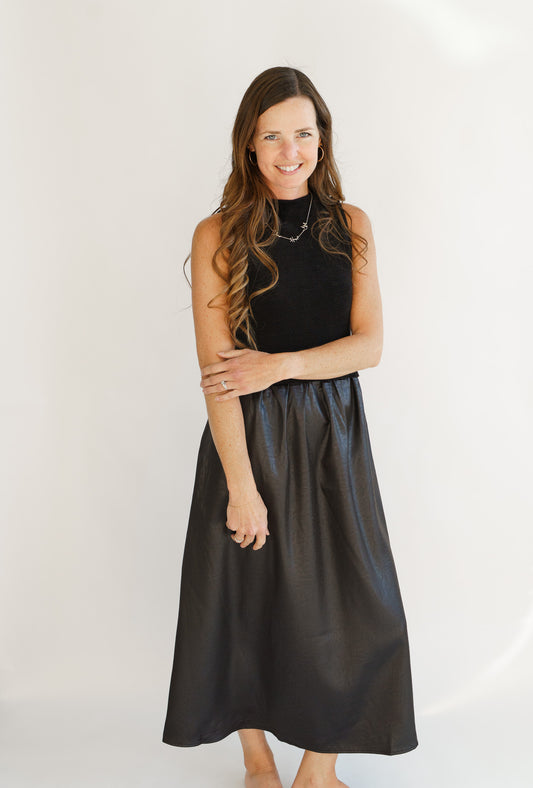 Sleeveless Mixed Media Maxi Dress