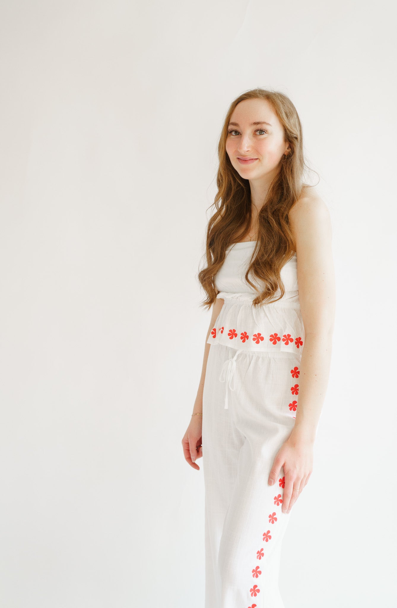 Melia Floral Embroidered Strapless Top